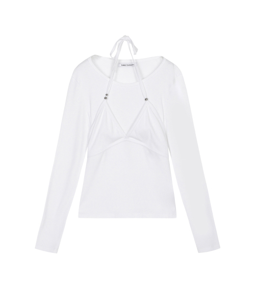 THREE TO EIGHTY（スリートゥエイティー）の「BEADY BRA LAYER LONG SLEEVE TEE WHITE（Tシャツ/カットソー・レディース・その他・FREE）」の4枚目の写真