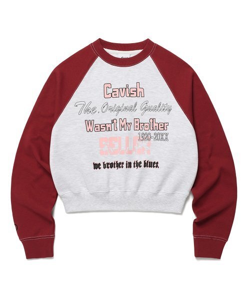 Cavish(カビシ)の「W RAGLAN BROTHERS SWEATSHIRT BURGUNDY(CV2ESFM445A)(スウェット・レディース・バーガンディー・FREE)」の1枚目の写真