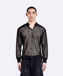 51%（フィフティーワンパーセント）の「Mesh henly neck longsleeve - Black（Tシャツ/カットソー）」