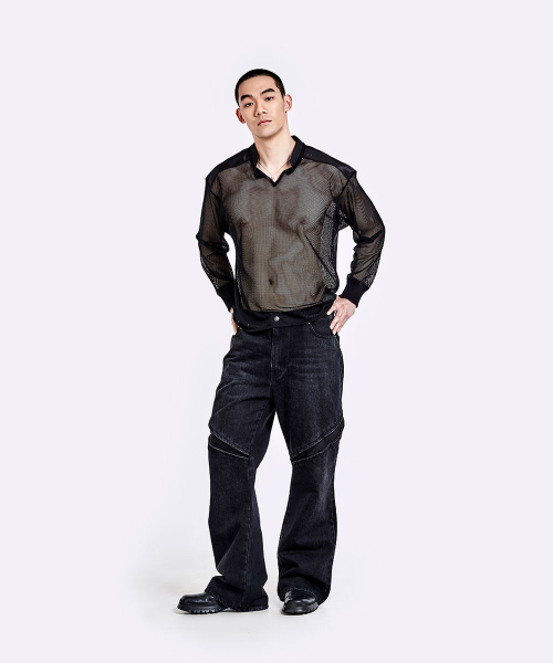 51%(フィフティーワンパーセント)の「Mesh henly neck longsleeve - Black(Tシャツ/カットソー・メンズ・その他・MEDIUM/LARGE)」の7枚目の写真