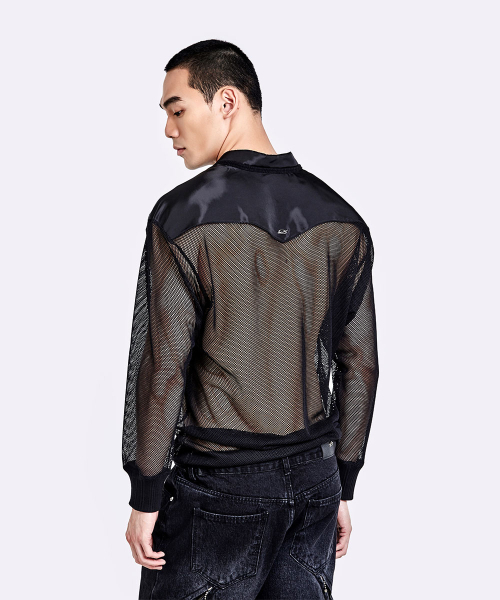 51%(フィフティーワンパーセント)の「Mesh henly neck longsleeve - Black(Tシャツ/カットソー・メンズ・その他・MEDIUM/LARGE)」の8枚目の写真