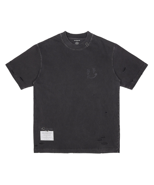 BLACK BLOND(ブラック ブロンド)の「ビビディシャドウスマイルリップティピグメント半袖Tシャツ(ヴィンテージブラック)(Tシャツ/カットソー・メンズ・その他・MEDIUM/LARGE/X-LARGE)」の1枚目の写真