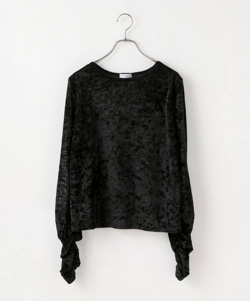 LOWRYS FARM（ローリーズファーム）の「ベロアドットＬＳ　631261（Tシャツ/カットソー・レディース・アイボリー/オフホワイト/シルバー/ブラック/ピンク系その他/グレー系その他2・FREE）」の4枚目の写真