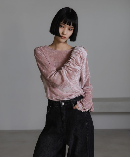 LOWRYS FARM（ローリーズファーム）の「ベロアドットＬＳ　631261（Tシャツ/カットソー・レディース・アイボリー/オフホワイト/シルバー/ブラック/ピンク系その他/グレー系その他2・FREE）」の8枚目の写真