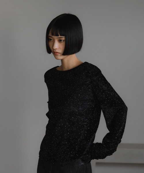 LOWRYS FARM（ローリーズファーム）の「ベロアドットＬＳ　631261（Tシャツ/カットソー・レディース・アイボリー/オフホワイト/シルバー/ブラック/ピンク系その他/グレー系その他2・FREE）」の11枚目の写真