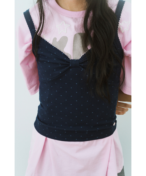 SHAKIRI(シャキリ)の「ボウドットビスチェ(ネイビー)(Tシャツ/カットソー・レディース・ネイビー・FREE)」の2枚目の写真