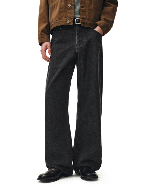 DECET(デケト)の「Mid Rise Wide Jeans DCPT027STNBlack(デニムパンツ・レディース・その他・26/28/30/32/34)」の1枚目の写真