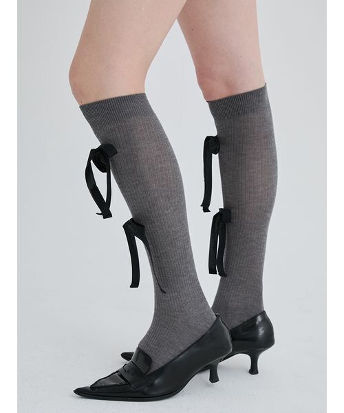 SORIN（ソリン　）の「Rayon Wool Ribbon Socks/レーヨンウールリボンソックス（ソックス/靴下・レディース・ダークグレー/キャメル/ピンク/ブラック・F）」の5枚目の写真
