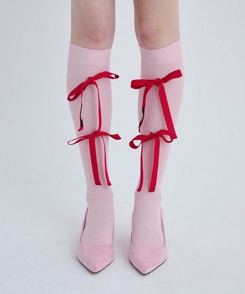 SORIN（ソリン　）の「Rayon Wool Ribbon Socks/レーヨンウールリボンソックス（ソックス/靴下・レディース・ダークグレー/キャメル/ピンク/ブラック・F）」の4枚目の写真