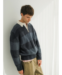POKER FACE(ポーカーフェイス)の「RUGBY SWEATER GREY/CHARCOAL(ニット/セーター)」