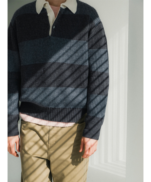 POKER FACE（ポーカーフェイス）の「RUGBY SWEATER GREY/CHARCOAL（ニット/セーター・メンズ・その他・48）」の3枚目の写真