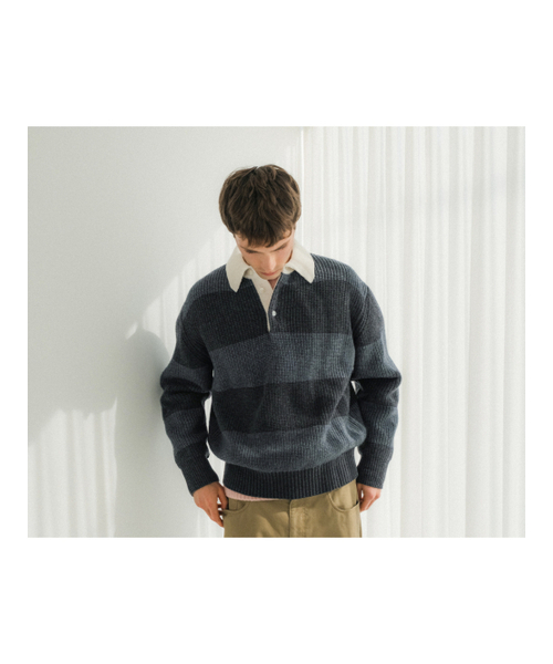 POKER FACE（ポーカーフェイス）の「RUGBY SWEATER GREY/CHARCOAL（ニット/セーター・メンズ・その他・48）」の4枚目の写真