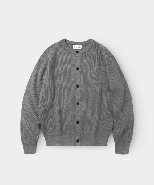 Essencial round‑neck knit cardigan — серая