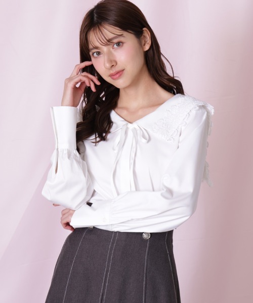 JILL by JILL STUART(ジルバイジルスチュアート)の「◇レースセーラーカラーブラウス(シャツ/ブラウス・レディース・ブラック/ブルー/ホワイト・FREE)」の9枚目の写真