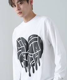 【SIDEWAYSTANCE】ドリップロゴハート長袖Tシャツ