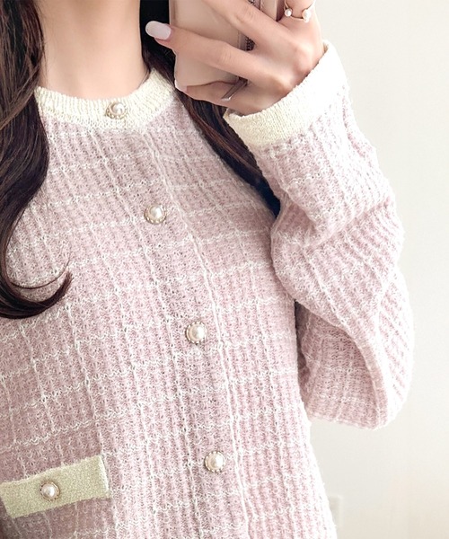 mily bilet(ミウィビレット)の「【mily bilet】甘さに恋して、気品きらり♪ツイードニットパールボタンカーディガン(長袖)(カーディガン/ボレロ・レディース・アイボリー/チャコール/ピンク/ブルー/ブラウン・MEDIUM/LARGE/X-LARGE/SMALL)」の20枚目の写真
