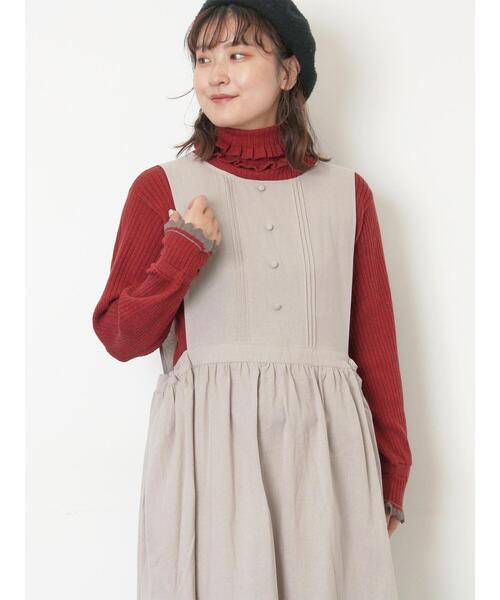 Samansa Mos2（サマンサ モスモス）の「袖口配色スカラップタートルニット（ニット/セーター・レディース・ベージュ/チャコールグレー/レッド・F）」の5枚目の写真