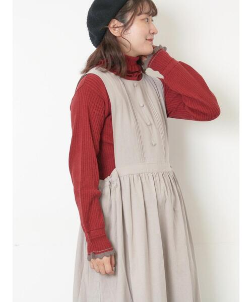 Samansa Mos2（サマンサ モスモス）の「袖口配色スカラップタートルニット（ニット/セーター・レディース・ベージュ/チャコールグレー/レッド・F）」の7枚目の写真