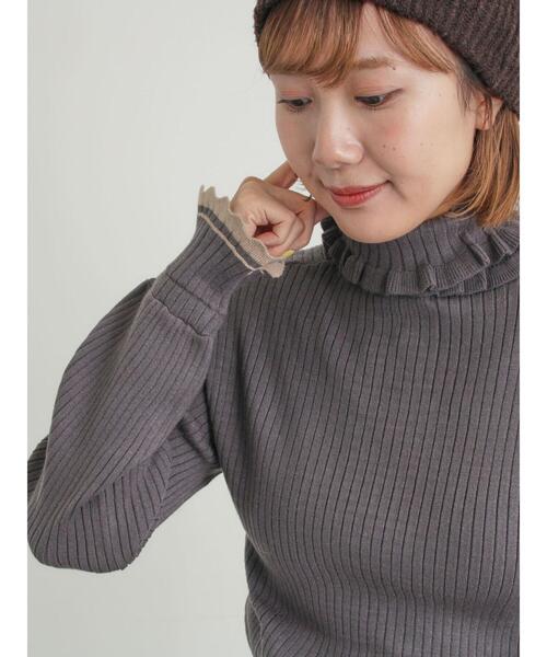 Samansa Mos2（サマンサ モスモス）の「袖口配色スカラップタートルニット（ニット/セーター・レディース・ベージュ/チャコールグレー/レッド・F）」の15枚目の写真