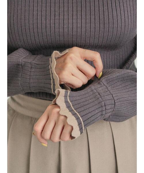 Samansa Mos2（サマンサ モスモス）の「袖口配色スカラップタートルニット（ニット/セーター・レディース・ベージュ/チャコールグレー/レッド・F）」の16枚目の写真