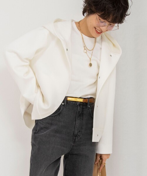 NOLLEY’S（ノーリーズ）の「【追加】ウォッシャブルエアボールフードブルゾン（ブルゾン・レディース・グレー/オフホワイト/ブラック・38）」の19枚目の写真