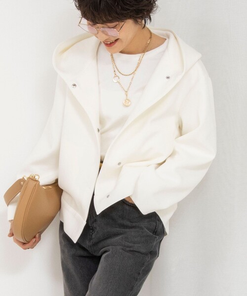 NOLLEY’S（ノーリーズ）の「【追加】ウォッシャブルエアボールフードブルゾン（ブルゾン・レディース・グレー/オフホワイト/ブラック・38）」の21枚目の写真