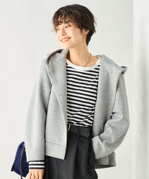 NOLLEY’S（ノーリーズ）の「【追加】ウォッシャブルエアボールフードブルゾン（ブルゾン・レディース・グレー/オフホワイト/ブラック・38）」の6枚目の写真