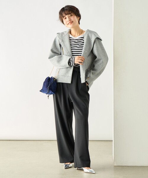 NOLLEY’S（ノーリーズ）の「【追加】ウォッシャブルエアボールフードブルゾン（ブルゾン・レディース・グレー/オフホワイト/ブラック・38）」の8枚目の写真