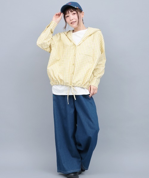 チチカカ(チチカカ)の「フード付きチェックシャツ(シャツ/ブラウス・レディース・ホワイト/ブラック/グリーン・FREE)」の7枚目の写真
