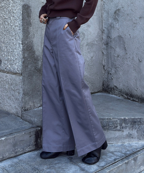 OUTDOOR PRODUCTS（アウトドアプロダクツ）の「T/C ライトクロスワイドストレートパンツ（スラックス・レディース・ブラック/チャコールグレー/レッド・36/38）」の13枚目の写真