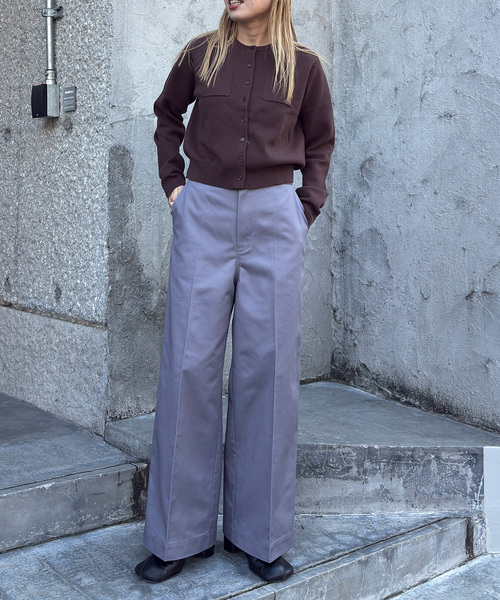 OUTDOOR PRODUCTS（アウトドアプロダクツ）の「T/C ライトクロスワイドストレートパンツ（スラックス・レディース・ブラック/チャコールグレー/レッド・36/38）」の16枚目の写真