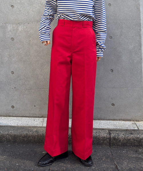 OUTDOOR PRODUCTS（アウトドアプロダクツ）の「T/C ライトクロスワイドストレートパンツ（スラックス・レディース・ブラック/チャコールグレー/レッド・36/38）」の18枚目の写真