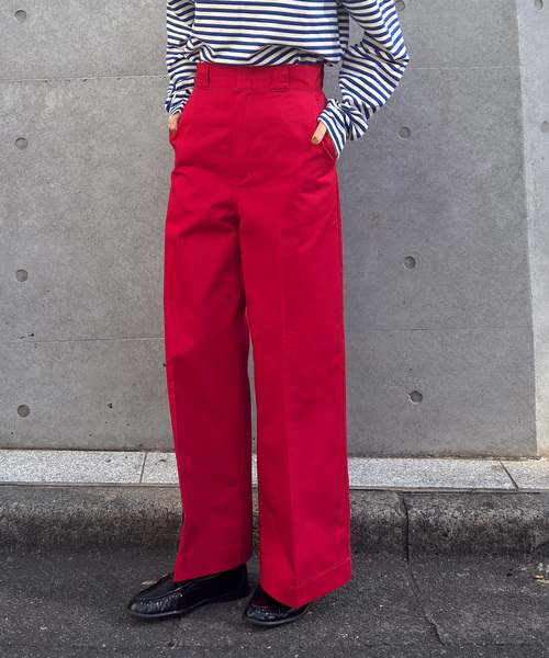 OUTDOOR PRODUCTS（アウトドアプロダクツ）の「T/C ライトクロスワイドストレートパンツ（スラックス・レディース・ブラック/チャコールグレー/レッド・36/38）」の19枚目の写真