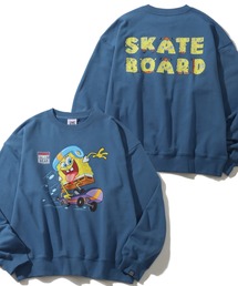 【VISION STREET WEAR/ヴィジョンストリートウェア】×【SpongeBob/スポンジボブ】 スケーター グラフィック バックプリント スウェット トレーナー