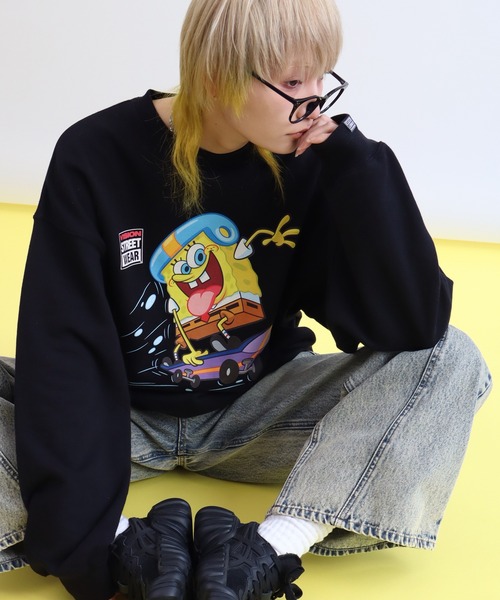 VISION STREET WEAR(ヴィジョンストリートウェア)の「【VISION STREET WEAR/ヴィジョンストリートウェア】×【SpongeBob/スポンジボブ】 スケーター グラフィック バックプリント スウェット トレーナー(スウェット・メンズ・ライトグレー/ブルー/ブラック・M/LL/L)」の6枚目の写真