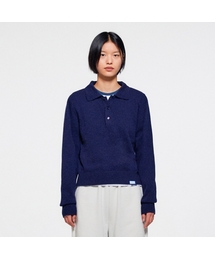 ERA（エラ）の「WOMEN WOOL BLEND POLO SWEATER - NAVY（ニット/セーター）」