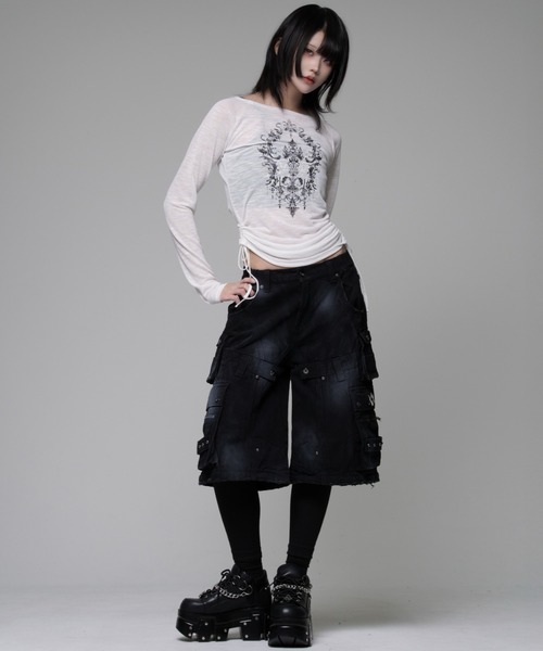 REFLEM(レフレム)の「『REFLEM/レフレム』リメイクデザイン2WAYワイドデニムパンツ(デニムパンツ・レディース・ブラック/グレー・FREE)」の14枚目の写真