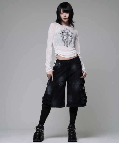 REFLEM(レフレム)の「『REFLEM/レフレム』リメイクデザイン2WAYワイドデニムパンツ(デニムパンツ・レディース・ブラック/グレー・FREE)」の13枚目の写真