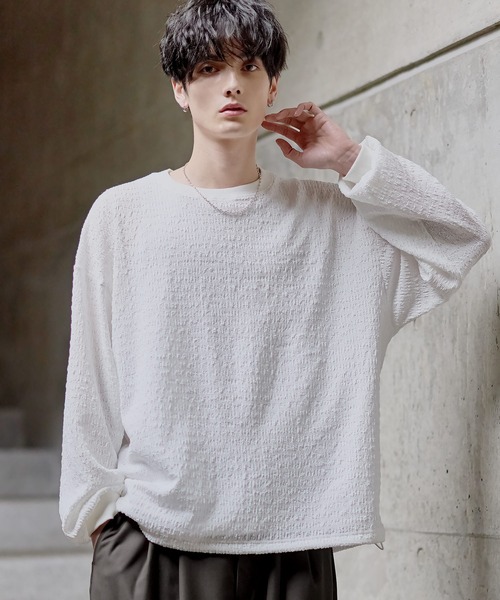 ETELIO（エテリオ）の「シャーリングロングTシャツ【ドローコード付き】（Tシャツ/カットソー・メンズ・チャコール/ブラック/グリーン/ブラウン/ホワイト・XL/L/M/S）」の18枚目の写真