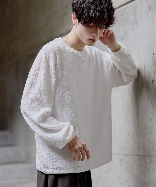 ETELIO（エテリオ）の「シャーリングロングTシャツ【ドローコード付き】（Tシャツ/カットソー・メンズ・チャコール/ブラック/グリーン/ブラウン/ホワイト・XL/L/M/S）」の19枚目の写真