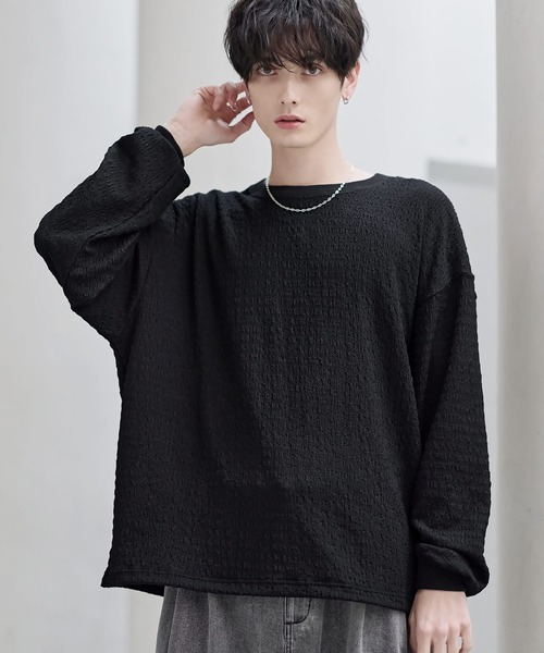 ETELIO（エテリオ）の「シャーリングロングTシャツ【ドローコード付き】（Tシャツ/カットソー・メンズ・チャコール/ブラック/グリーン/ブラウン/ホワイト・XL/L/M/S）」の7枚目の写真