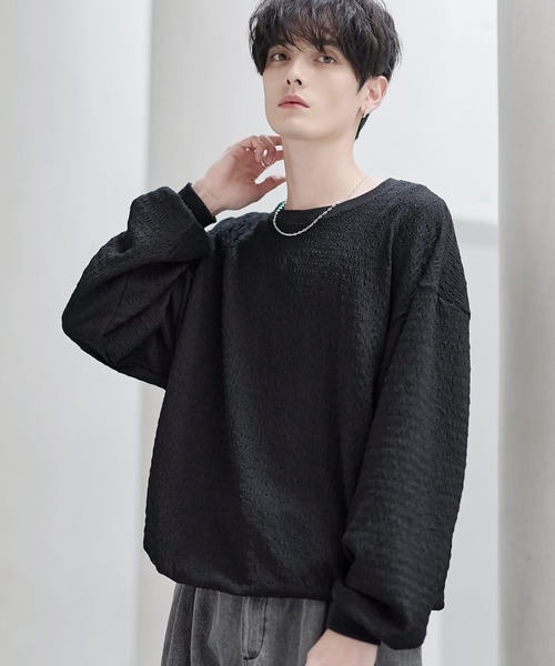 ETELIO（エテリオ）の「シャーリングロングTシャツ【ドローコード付き】（Tシャツ/カットソー・メンズ・チャコール/ブラック/グリーン/ブラウン/ホワイト・XL/L/M/S）」の10枚目の写真