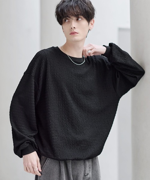 ETELIO（エテリオ）の「シャーリングロングTシャツ【ドローコード付き】（Tシャツ/カットソー・メンズ・チャコール/ブラック/グリーン/ブラウン/ホワイト・XL/L/M/S）」の11枚目の写真