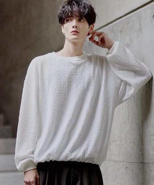 ETELIO（エテリオ）の「シャーリングロングTシャツ【ドローコード付き】（Tシャツ/カットソー・メンズ・チャコール/ブラック/グリーン/ブラウン/ホワイト・XL/L/M/S）」の21枚目の写真