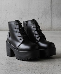 LibertyDoll/+8cm 軽量厚底 レースアップブーツ(9164)