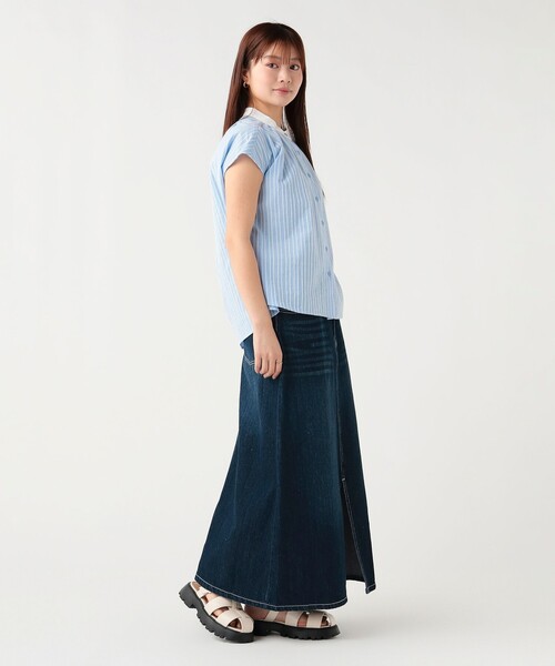 BEAMS HEART(ビームスハート)の「クレリック ストライプ シャツ(シャツ/ブラウス・レディース・サックスブルー/オフホワイト/ネイビー・FREE)」の5枚目の写真
