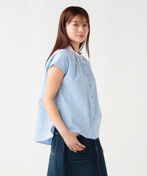 BEAMS HEART(ビームスハート)の「クレリック ストライプ シャツ(シャツ/ブラウス・レディース・サックスブルー/オフホワイト/ネイビー・FREE)」の7枚目の写真