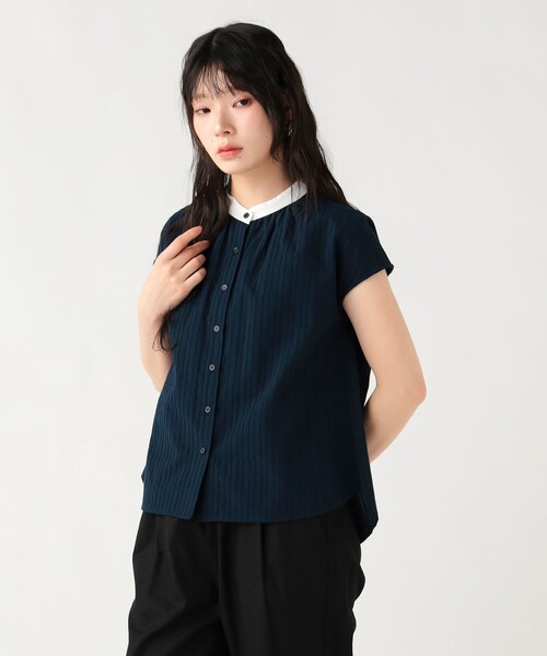 BEAMS HEART(ビームスハート)の「クレリック ストライプ シャツ(シャツ/ブラウス・レディース・サックスブルー/オフホワイト/ネイビー・FREE)」の11枚目の写真