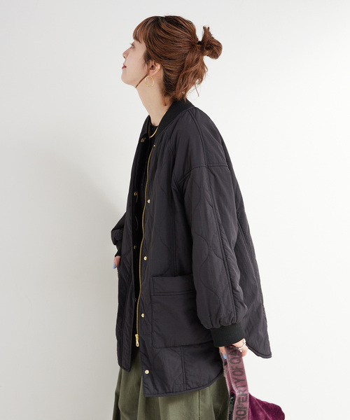 B.C STOCK（ベーセーストック）の「《追加5》保温 / リブ付き中綿ブルゾン（ブルゾン・レディース・ブラック/カーキ/アイボリー・FREE）」の10枚目の写真