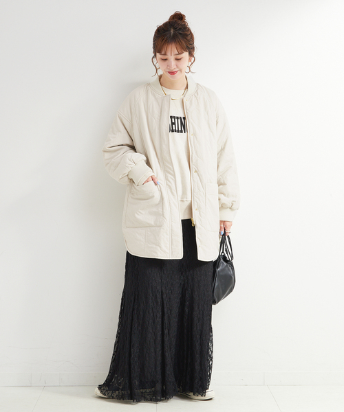 B.C STOCK（ベーセーストック）の「《追加5》保温 / リブ付き中綿ブルゾン（ブルゾン・レディース・ブラック/カーキ/アイボリー・FREE）」の13枚目の写真